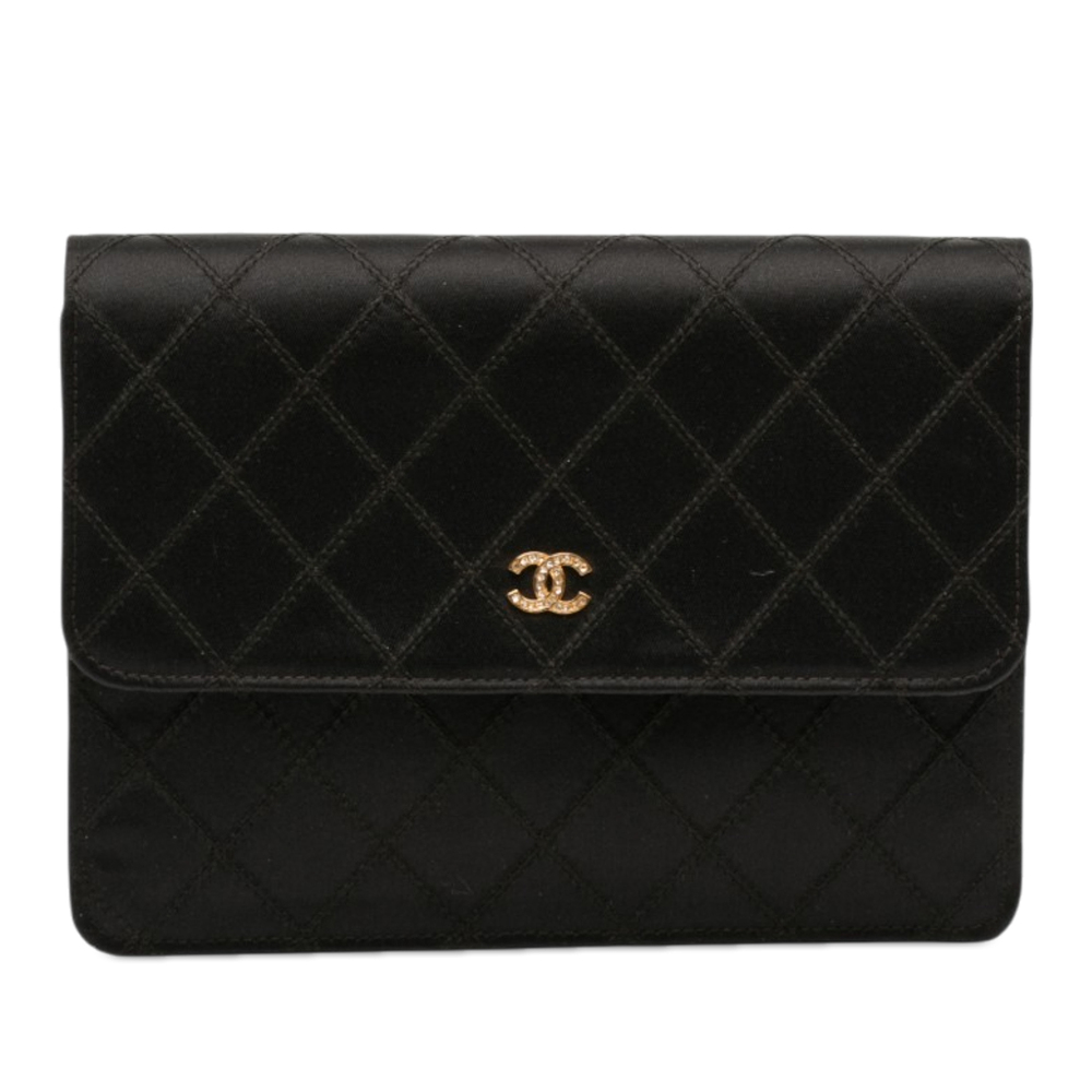 Pre-Loved Chanel CC Satin Diamond Stitch Clutch